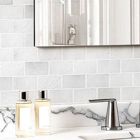 Art3d Strong adhesive tile backs surfaces firmly on smooth or lightly textured walls.