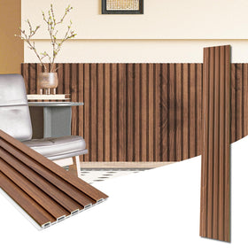 Art3d teak WPC wainscoting panel closeup showing textured teak finish for authentic warmth