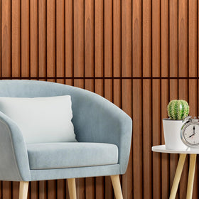 Art3d teak WPC wainscoting panel wall application demonstrates quick installation and clean lines