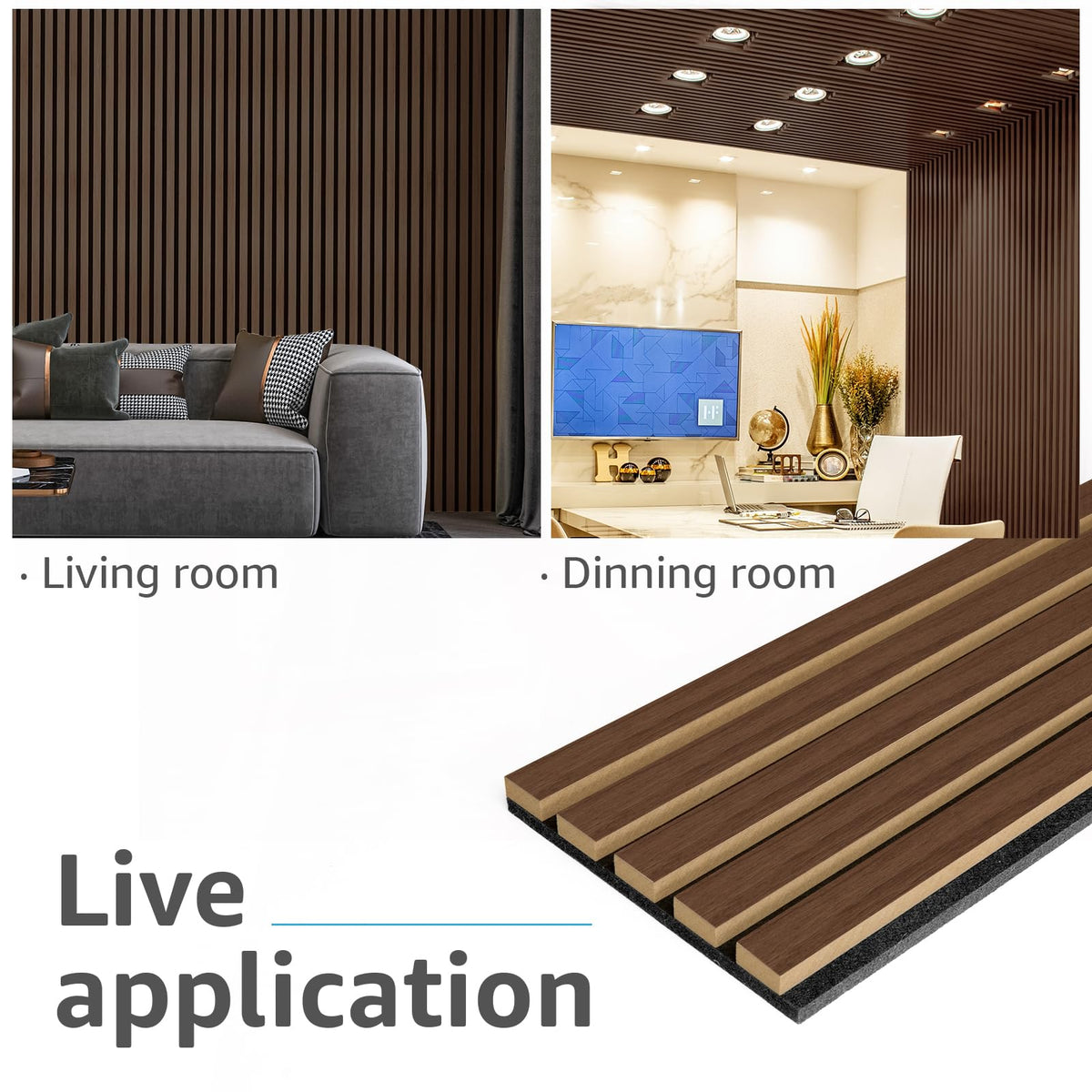Art3d walnut finish acoustic panels elevate ceilings with warm aesthetics and improved ambience.