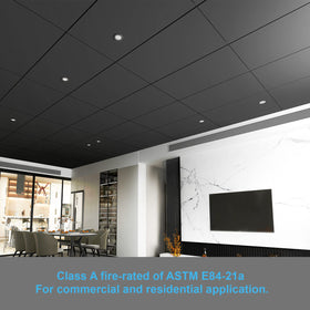 Art3d waterproof PVC ceiling tile in black ideal for damp areas.