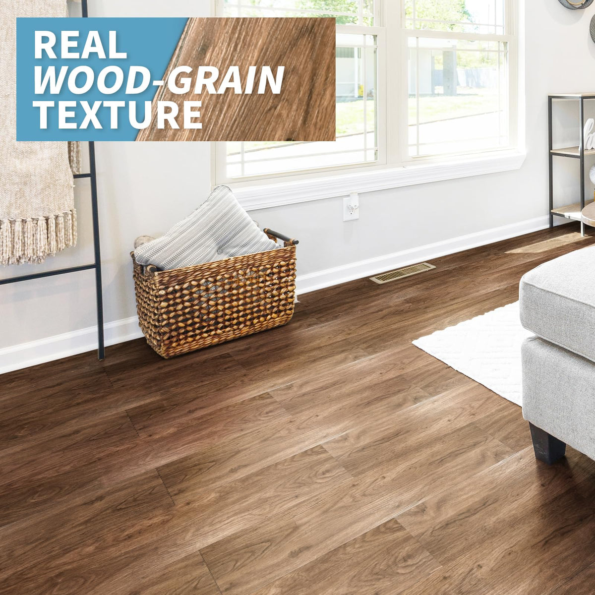 Art3d Rosewood tiles feature waterproof core for durability.
