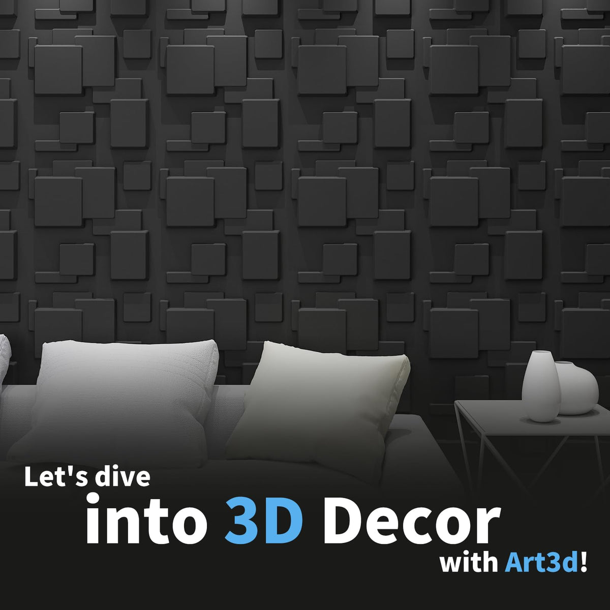Art3d wall panel black waterproof easy wipe-clean for bathrooms and kitchens.