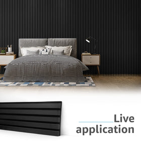 Art3d wood slat panel wall installation demonstrates clean, modern acoustic treatment.