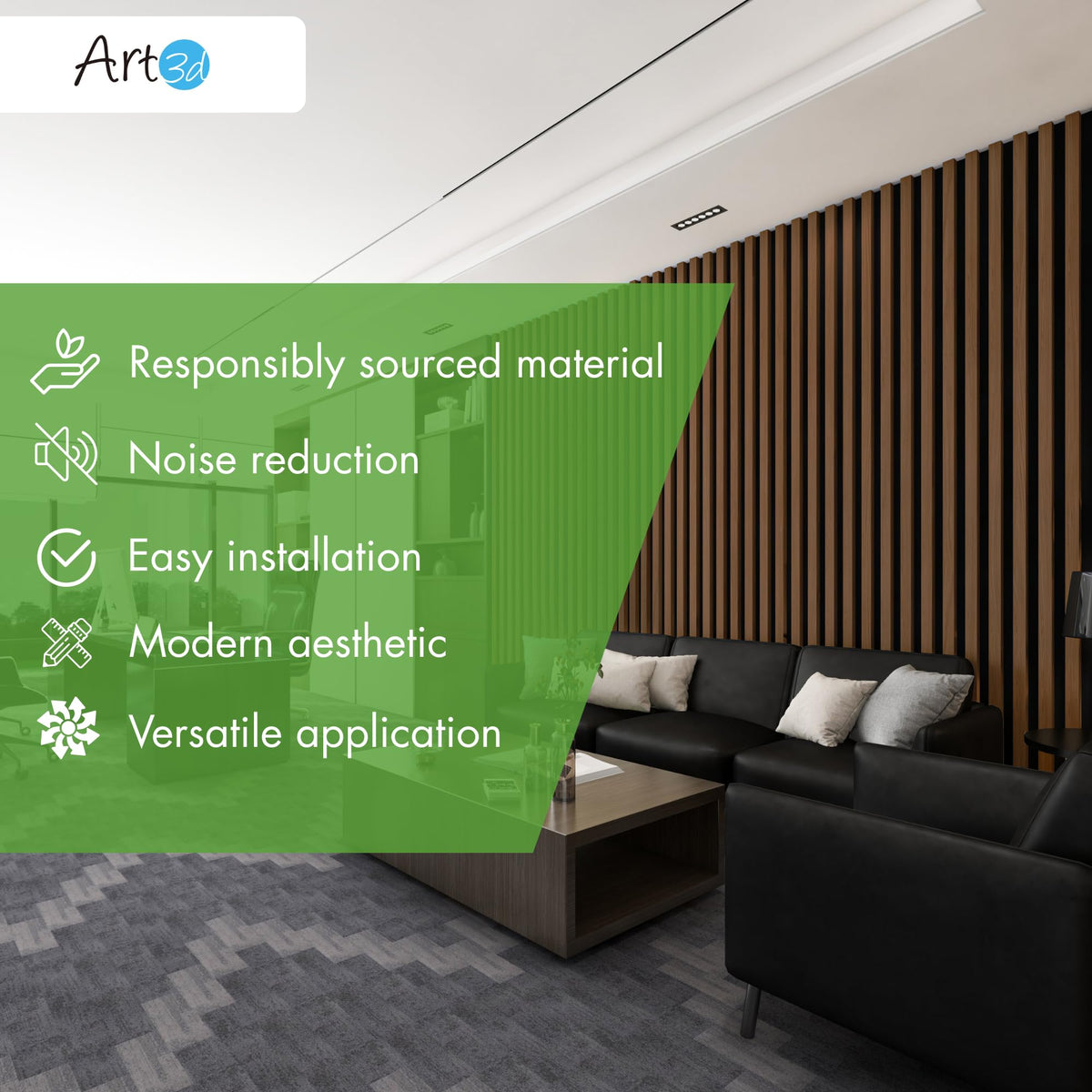 Art3d wall installation panel in deep walnut delivers seamless floor-to-ceiling lines.