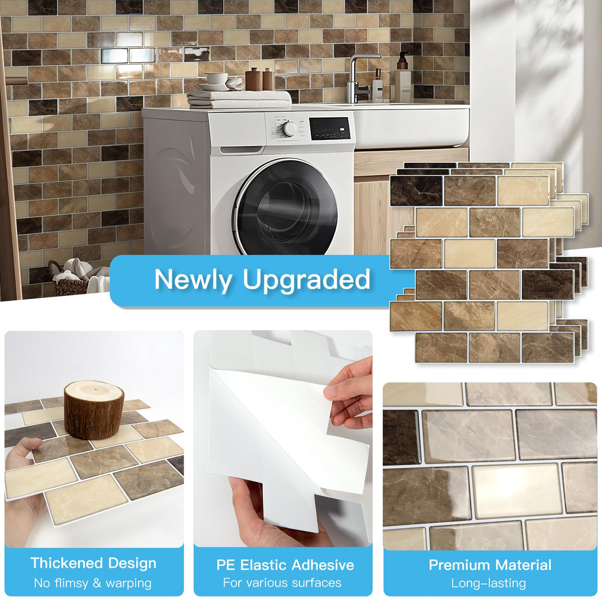 Art3d Yellow Jasper thicker backsplash tile on fireplace surround, easy refresh.