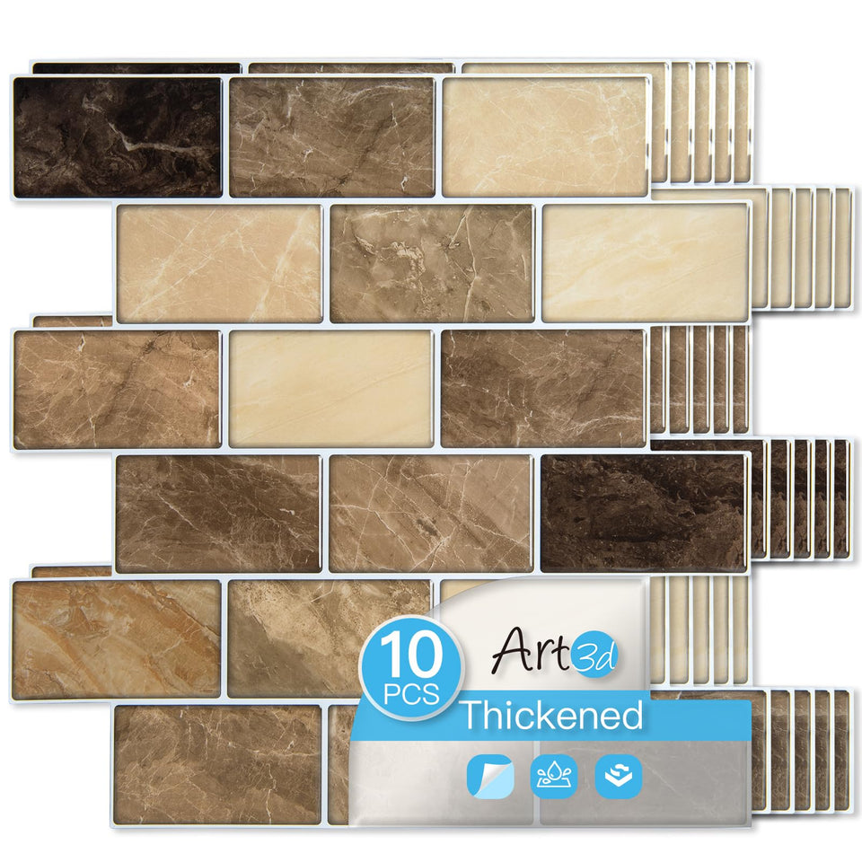 Art3d Yellow Jasper thicker backsplash tile close-up for a durable kitchen upgrade.
