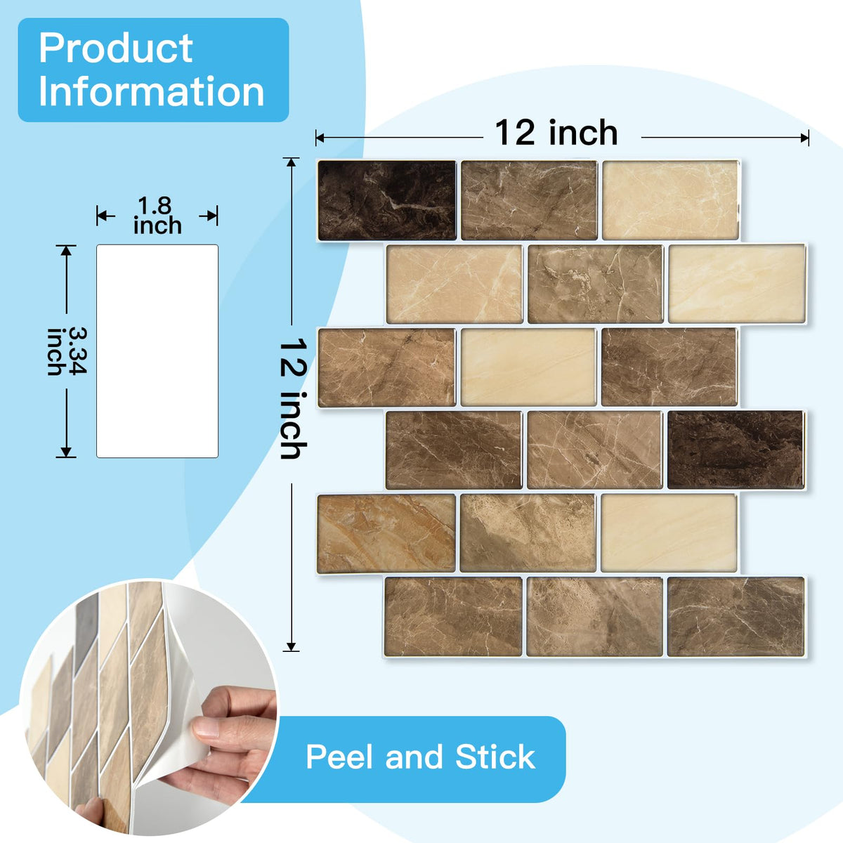 Art3d Yellow Jasper thicker backsplash tile texture close-up, natural stone-inspired finish.