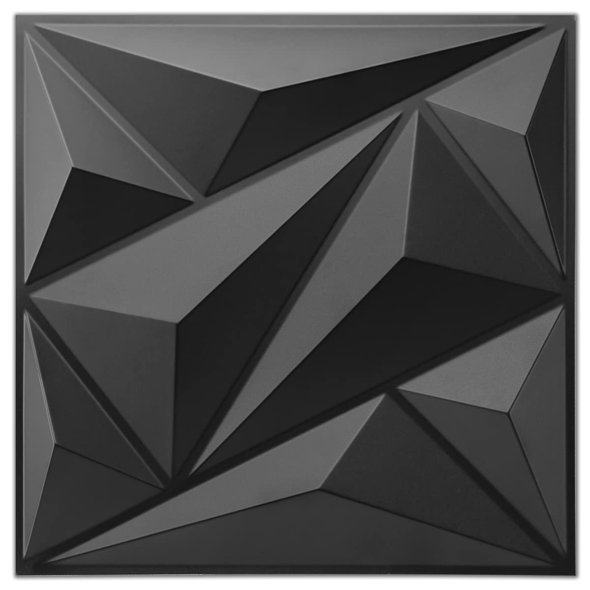 Art3dwallpanels diamond 3D wall panel in black adds dramatic depth to living rooms.
