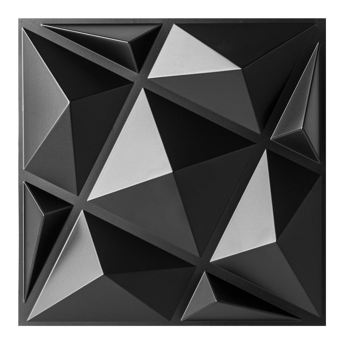 Art3dwallpanels diamond-pattern tiles create a bold white accent wall