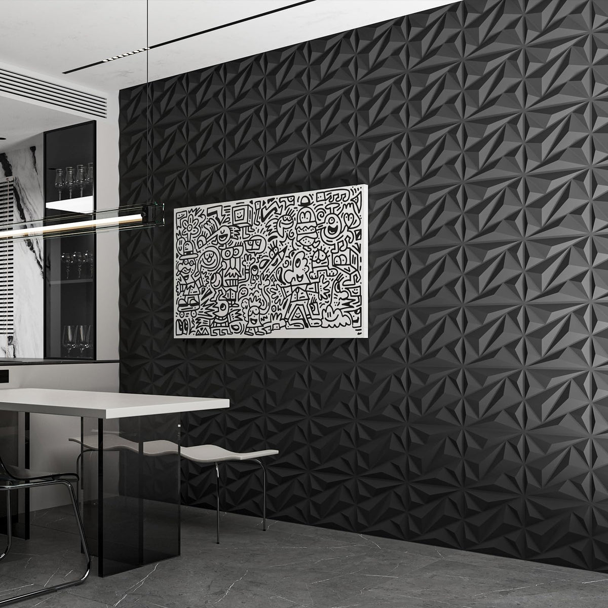 Art3dwallpanels office wall accent panel creates a sleek, contemporary workspace.