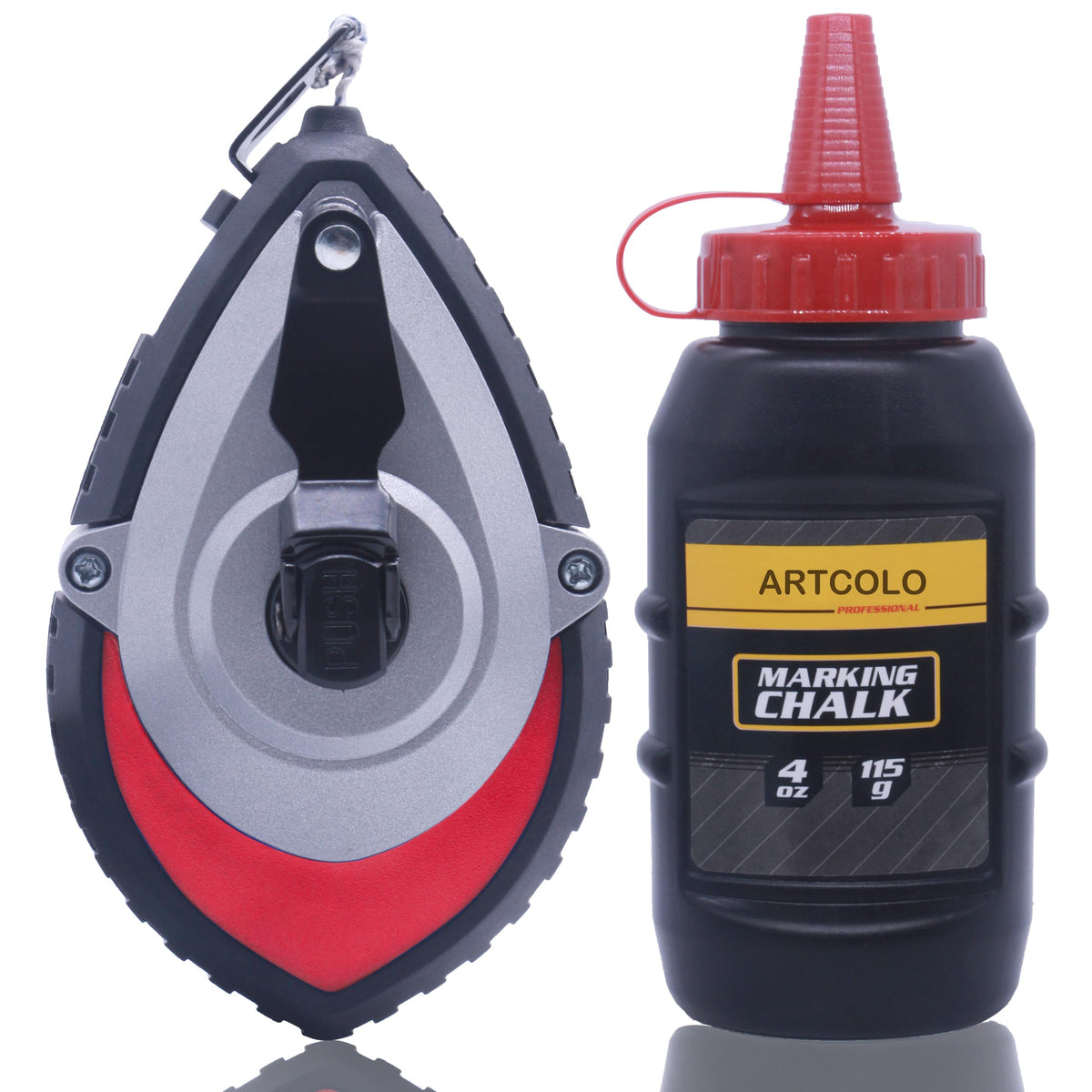 ARTCOLO Chalk Reel Kit assembled with 100ft line for fast, precise layout on site.