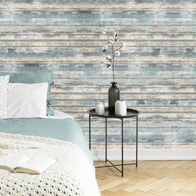 Arthome blue wood wallpaper peel and stick in action for quick upgrades.
