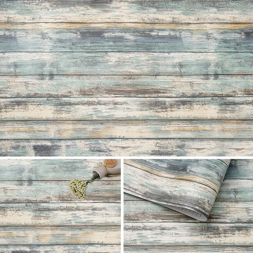 Arthome Blue Rustic Wood Paper roll for versatile wall and furniture decoration.