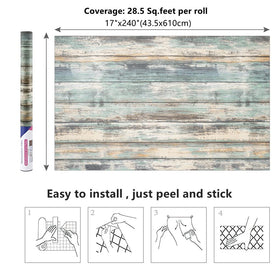 Arthome blue rustic wood paper wrinkle-free finish after application.