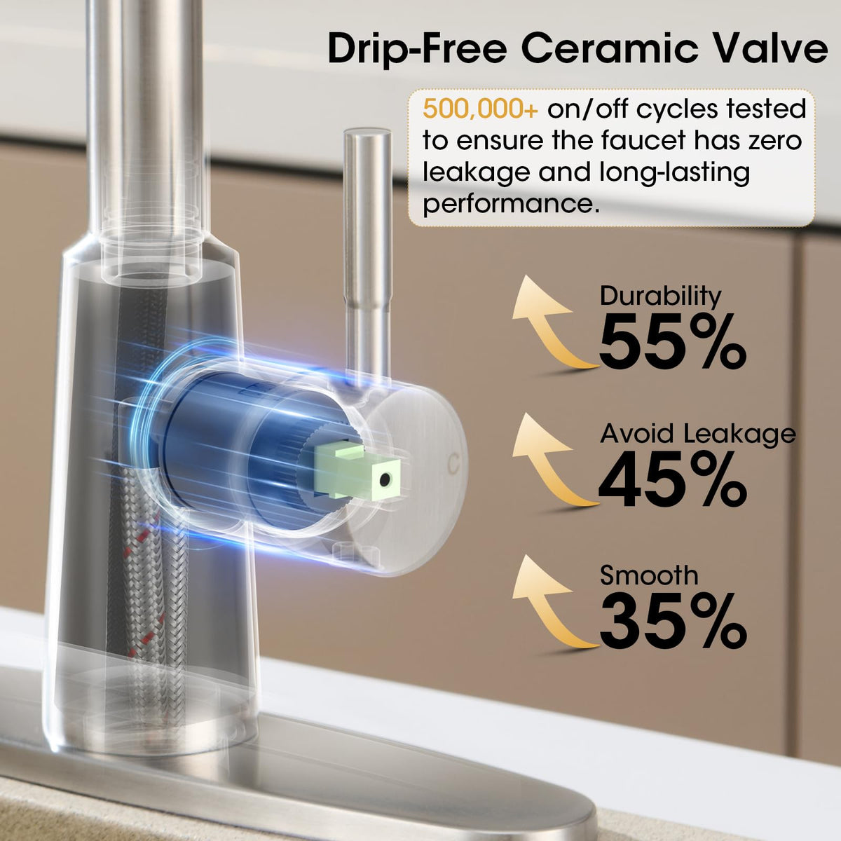 ARTIQUA 360-degree swivel spout for full sink coverage during cleanup