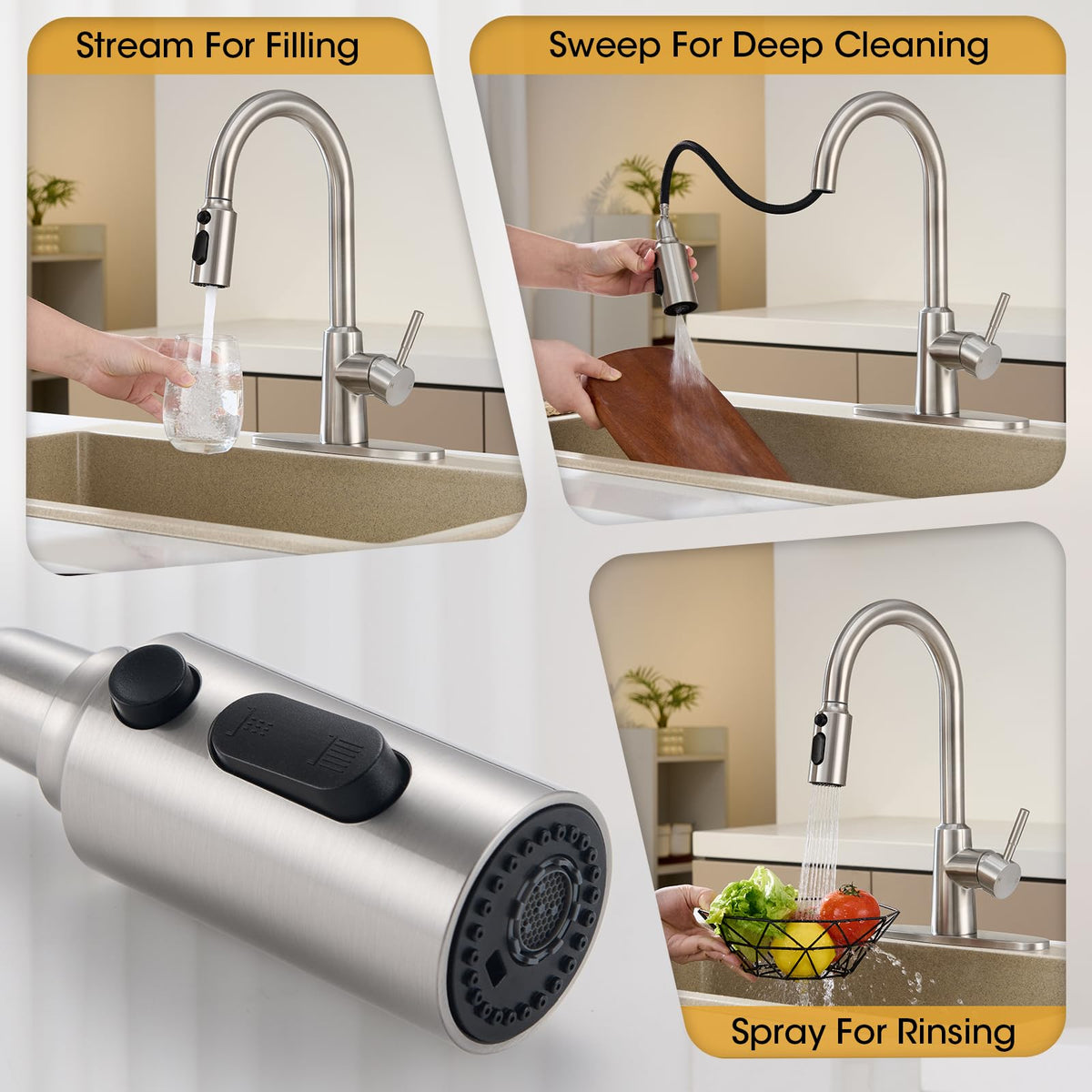 ARTIQUA high-arc gooseneck spout enables easy reach across large sinks