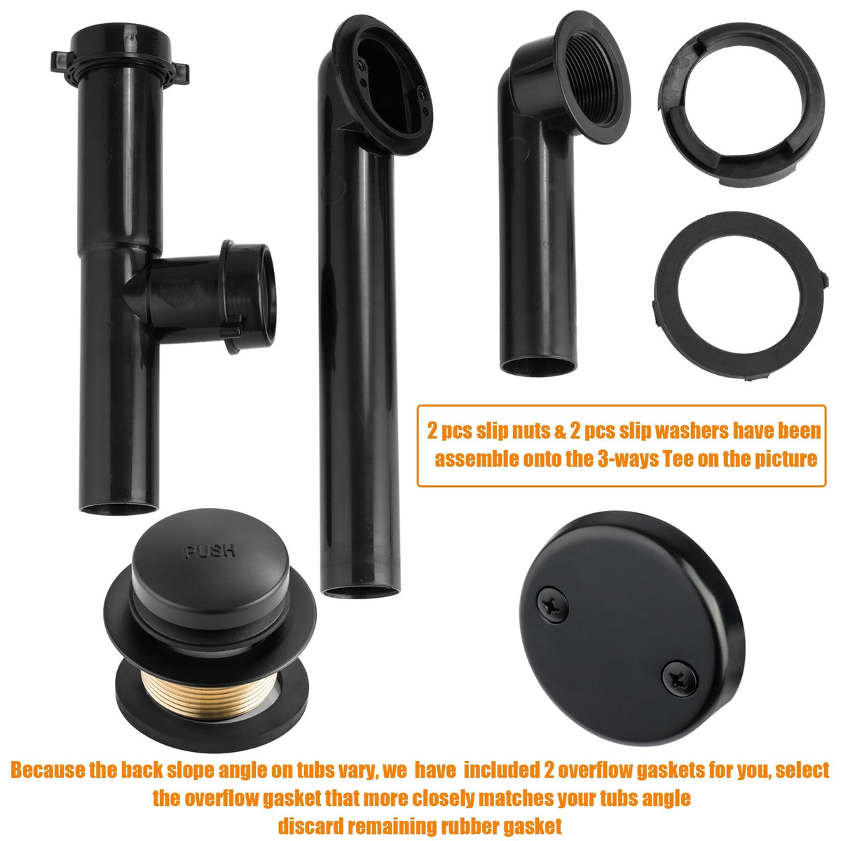 Artiwell matte black finish on drain components adds modern style.
