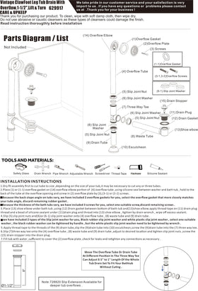 Artiwell easy installation lift and turn kit fits many clawfoot tubs
