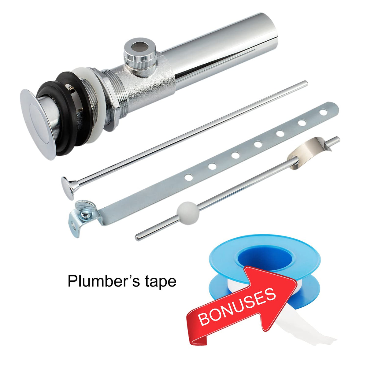 Artiwell lift rod mechanism close-up shows smooth operation for reliable drainage.