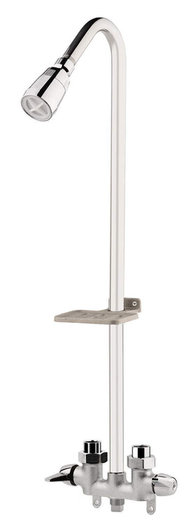 Artiwell two-handle controls for precise water temperature in outdoor shower