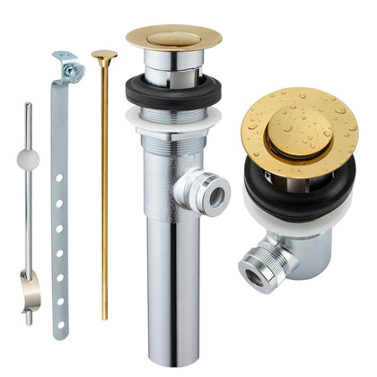 Artiwell pop-up drain assembly with lift rod and overflow for a secure sink.
