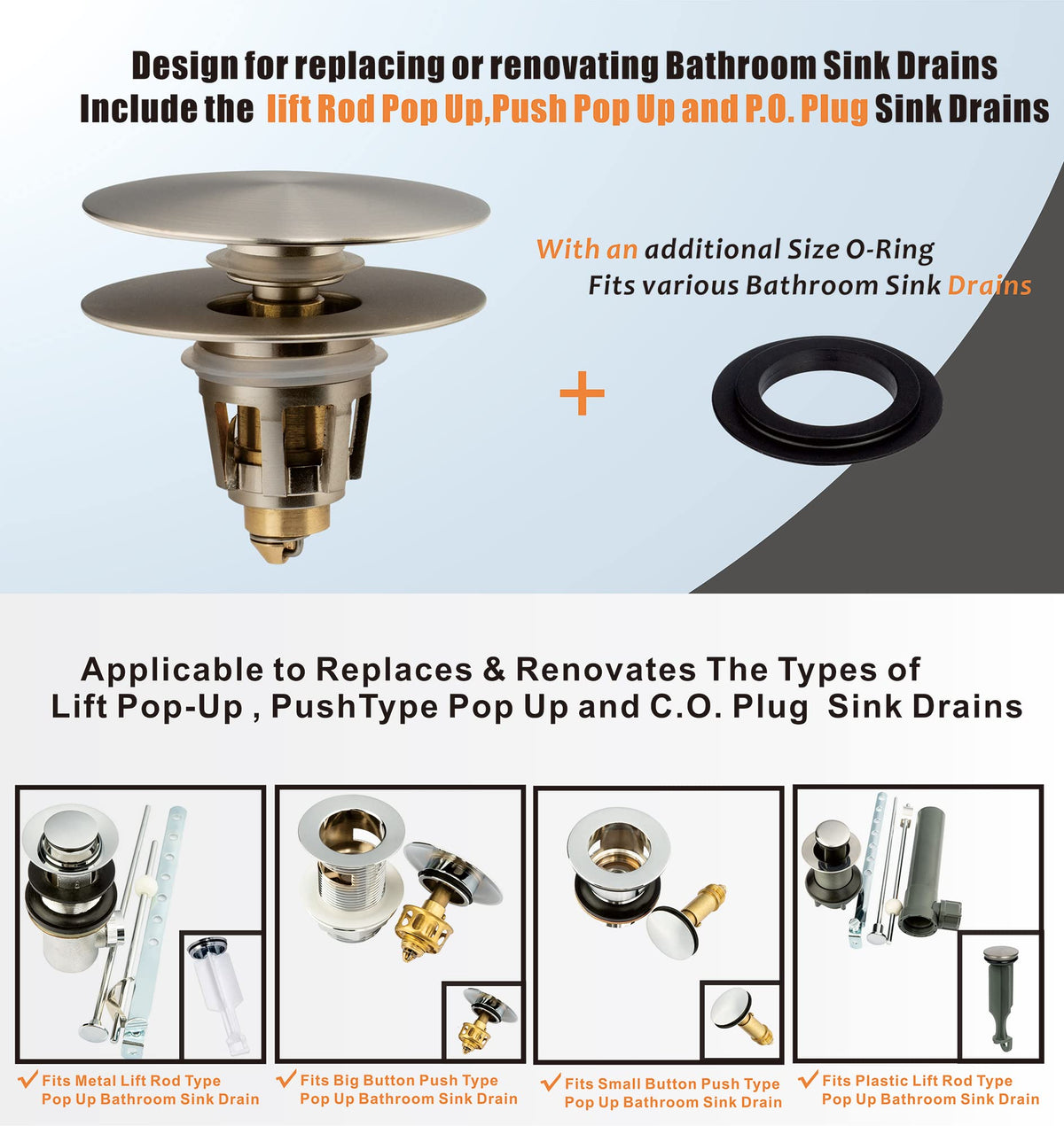 Artiwell stopper compatible with pop-up drains for vessel sinks