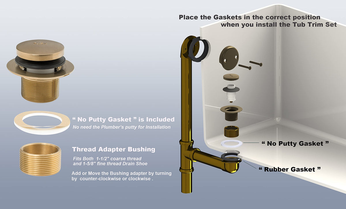 Artiwell push-to-close drain plug offers simple bath draining control.