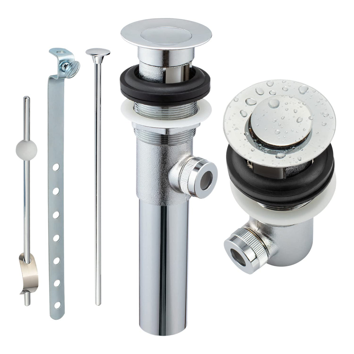 Artiwell pop-up drain assembly in chrome delivers precise sealing for sinks.