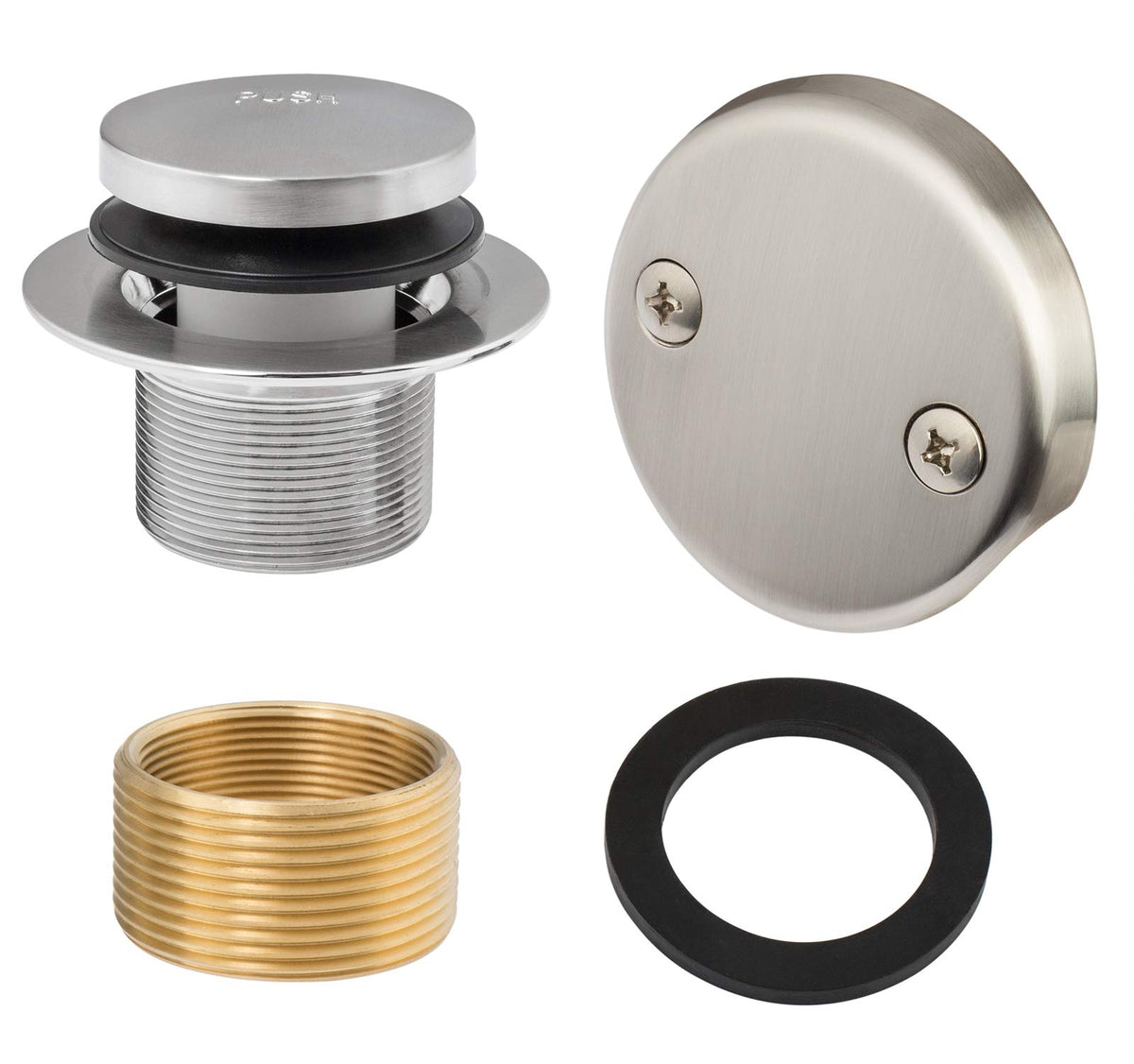 Artiwell Tip-Toe tub trim brushed nickel enhances tub aesthetics and durability