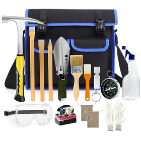 ARTKUNST 17-piece geology kit rock hammer and bag for field exploration