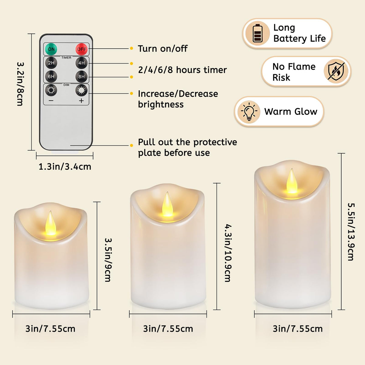 Artmarry flameless 6-inch pillar candle elevates outdoor dinners with warm light
