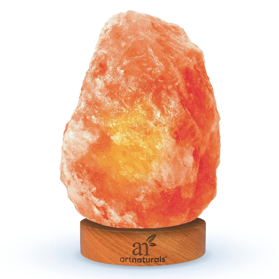 ArtNaturals Himalayan salt lamp pink crystal shines warm glow for relaxation.