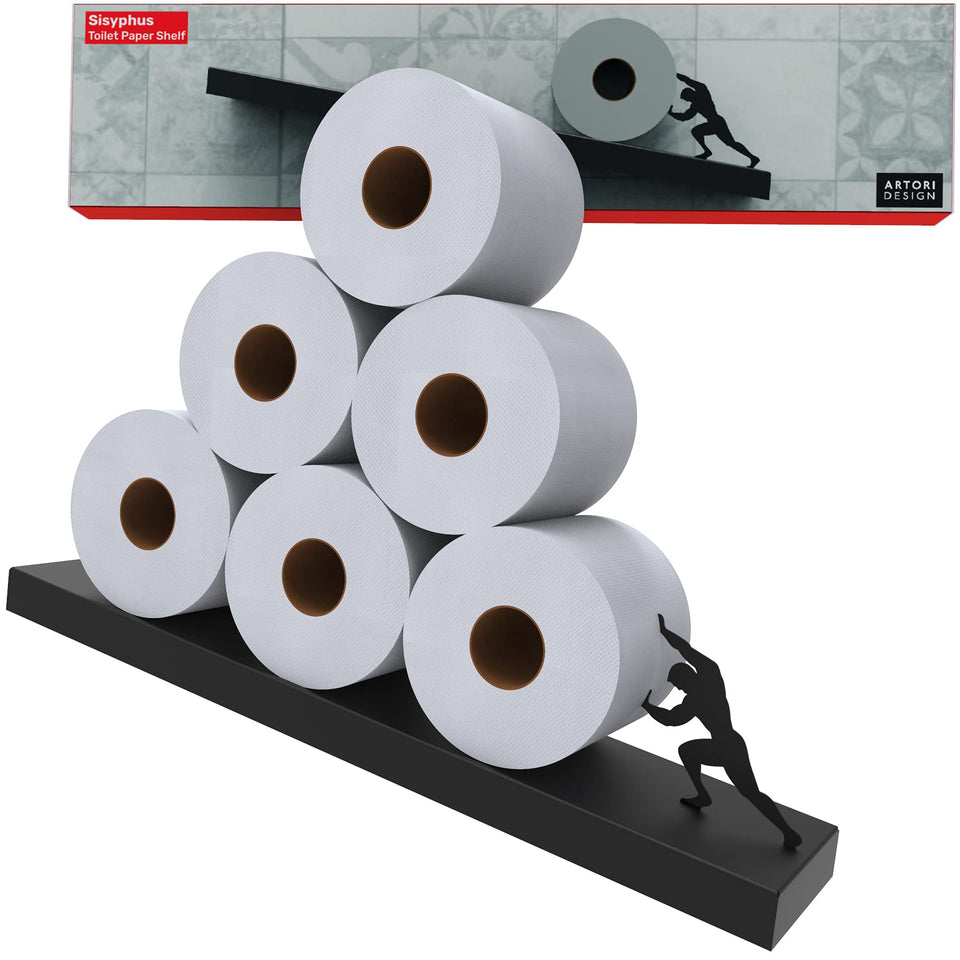Artori Floating Toilet Paper Shelf Sisyphus Black adds sculptural tissue storage on the wall