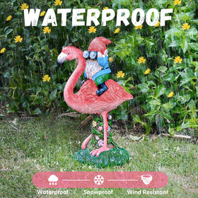 ArtTerpnica solar flamingo gnome night glow with automatic on sensor.