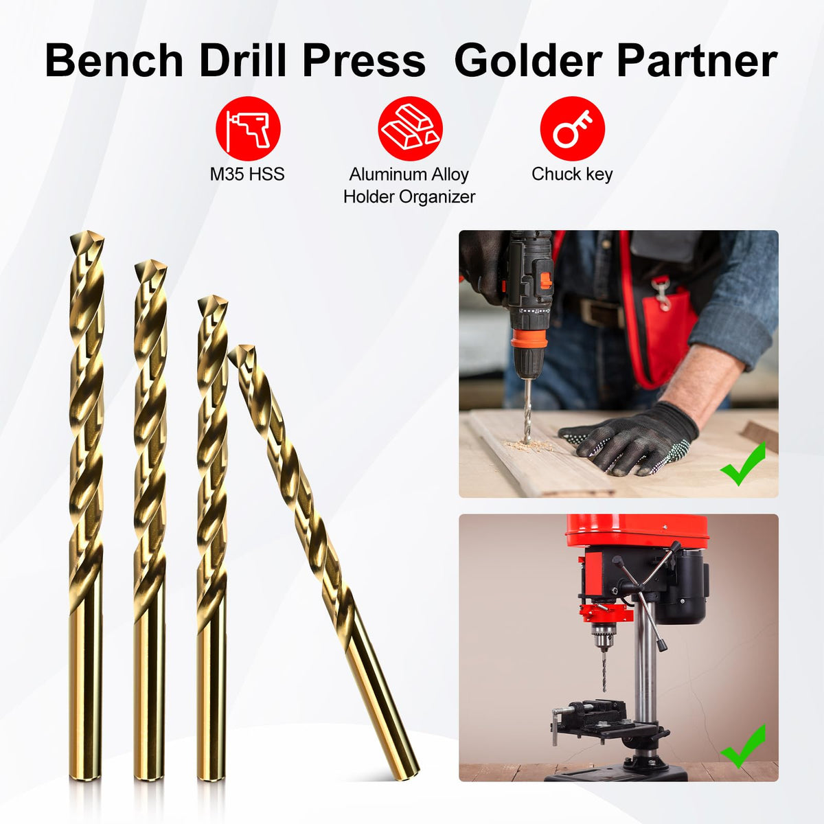 ARTYMASTER M35 cobalt HSS drill bits deliver enhanced heat and wear resistance for stainless steel.