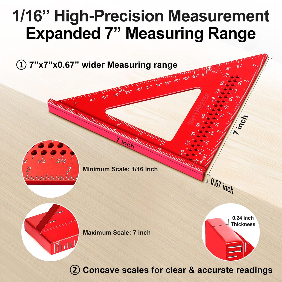 ARTYMASTER compact size offers extended measurement range from 1/16 to 7 inches.