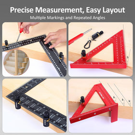 ArtyMaster framing square attachment enables quick measurements for stair layouts.