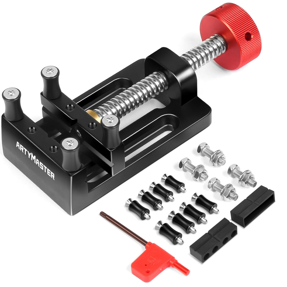 ARTYMASTER mini drill press vise with rubber soft jaws ensures stable clamping for delicate crafts.
