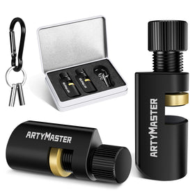 ArtyMaster stair gauges with rubber pad, top view for stable framing square measurements.