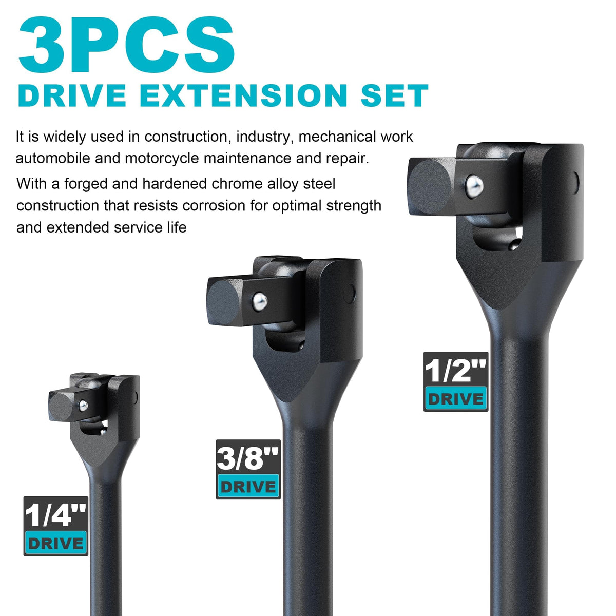 Arwealxs breaker bar 12in 3-8 drive, strong leverage for automotive repairs