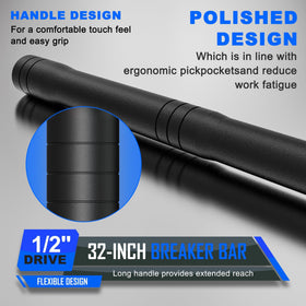 Arwealxs chrome vanadium steel breaker bar resists corrosion for long life.
