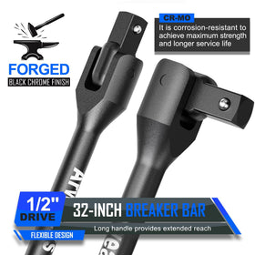 Arwealxs breaker bar with detent ball keeps sockets secure during tough bolts.