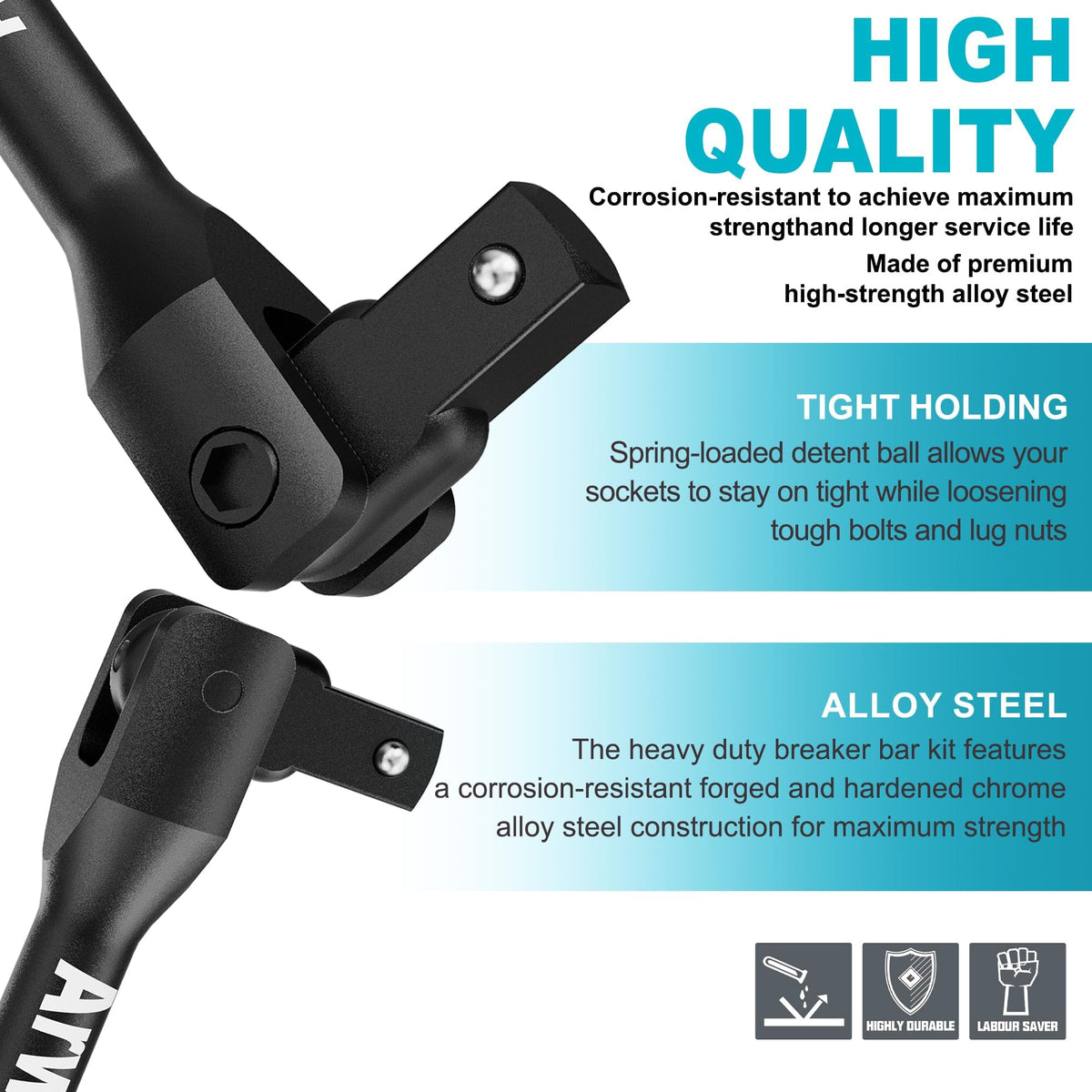 Arwealxs breaker bar extension set, added leverage for challenging fasteners