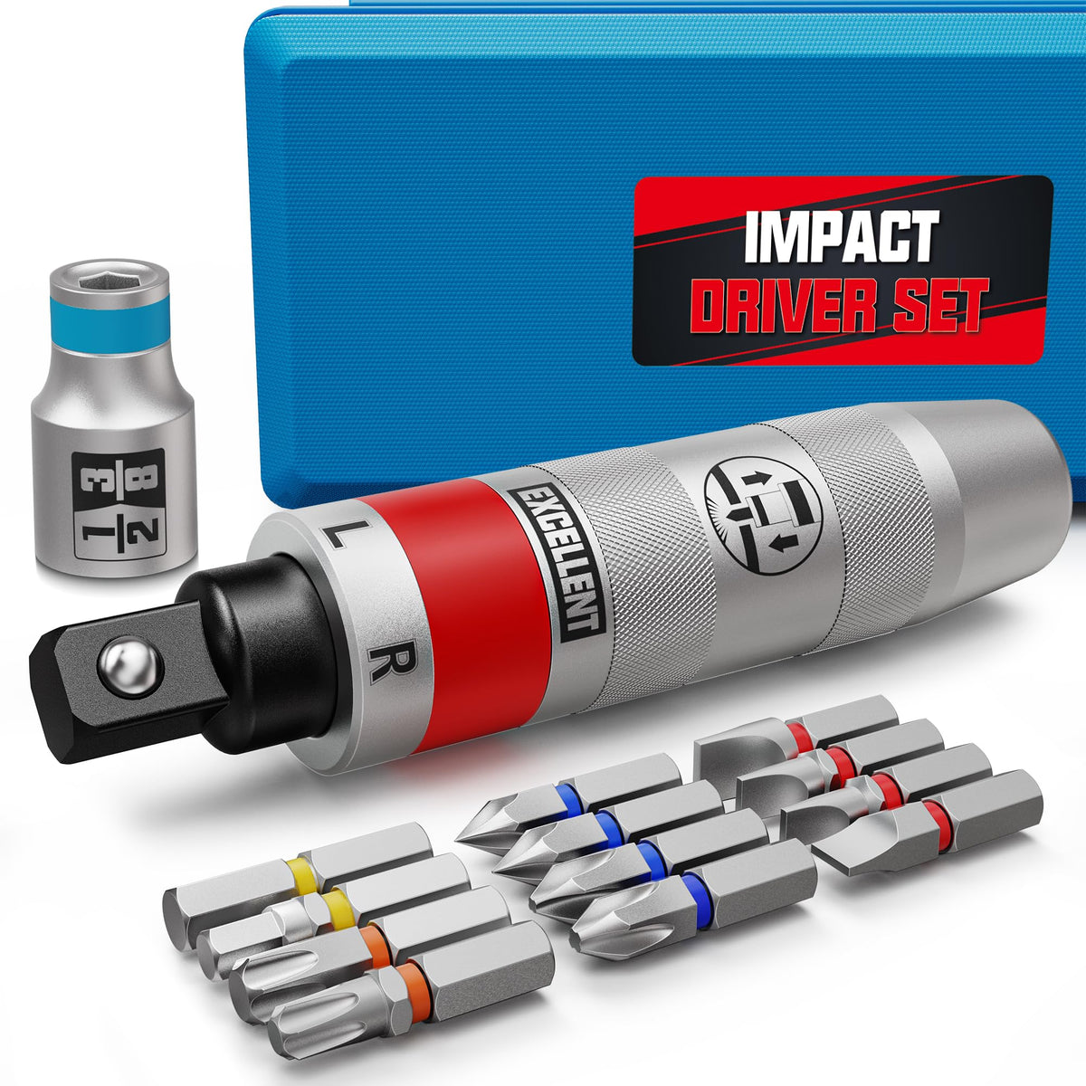 Arwealxs half-inch drive manual impact driver set for loosening rusted fasteners