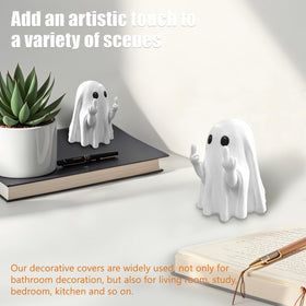 Arxonis funny bathroom decor ghost toilet cap white offers playful protection for your hardware