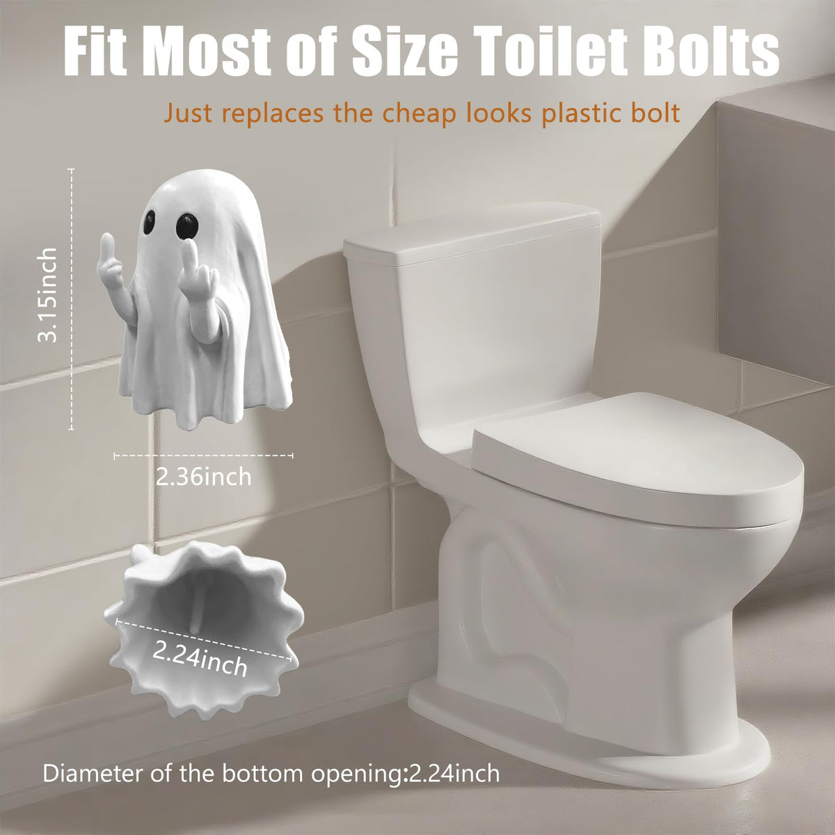 Arxonis toilet screw cover decor ghost white hides bolts with spooky flair