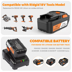 ARyee 8.0Ah high-capacity battery provides extended runtime for heavy-duty tasks.