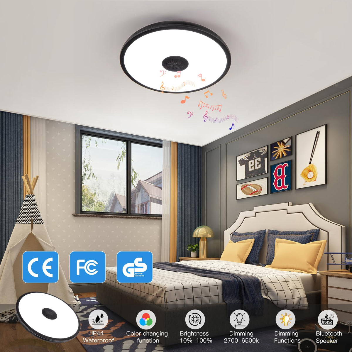 ASALL dimmable RGB lamp with remote control ready to set mood lighting.