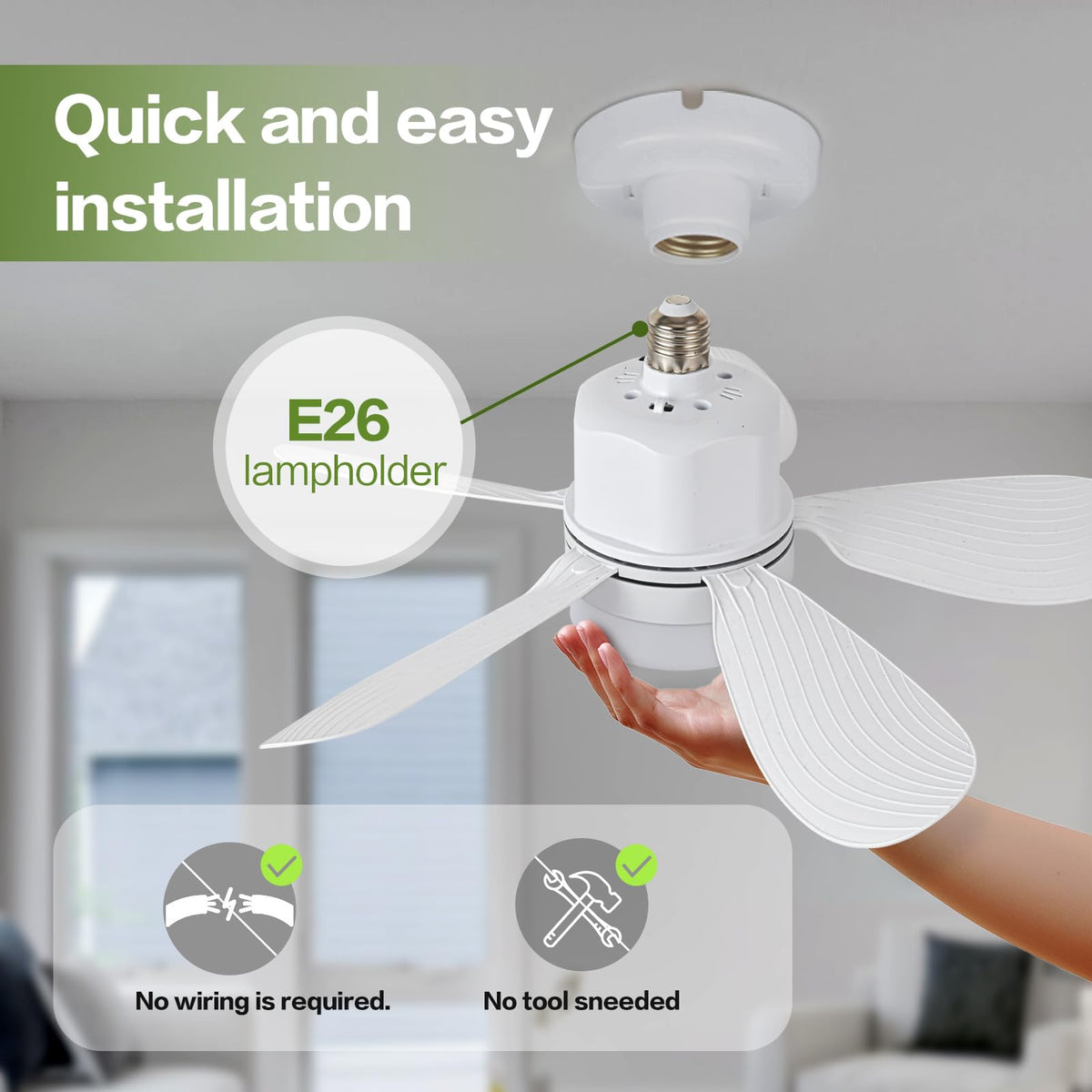 ASALL socket fan light delivering 1000 lumens for bright living spaces